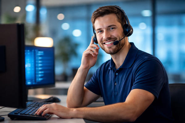 Support-Mitarbeiter am Telefon